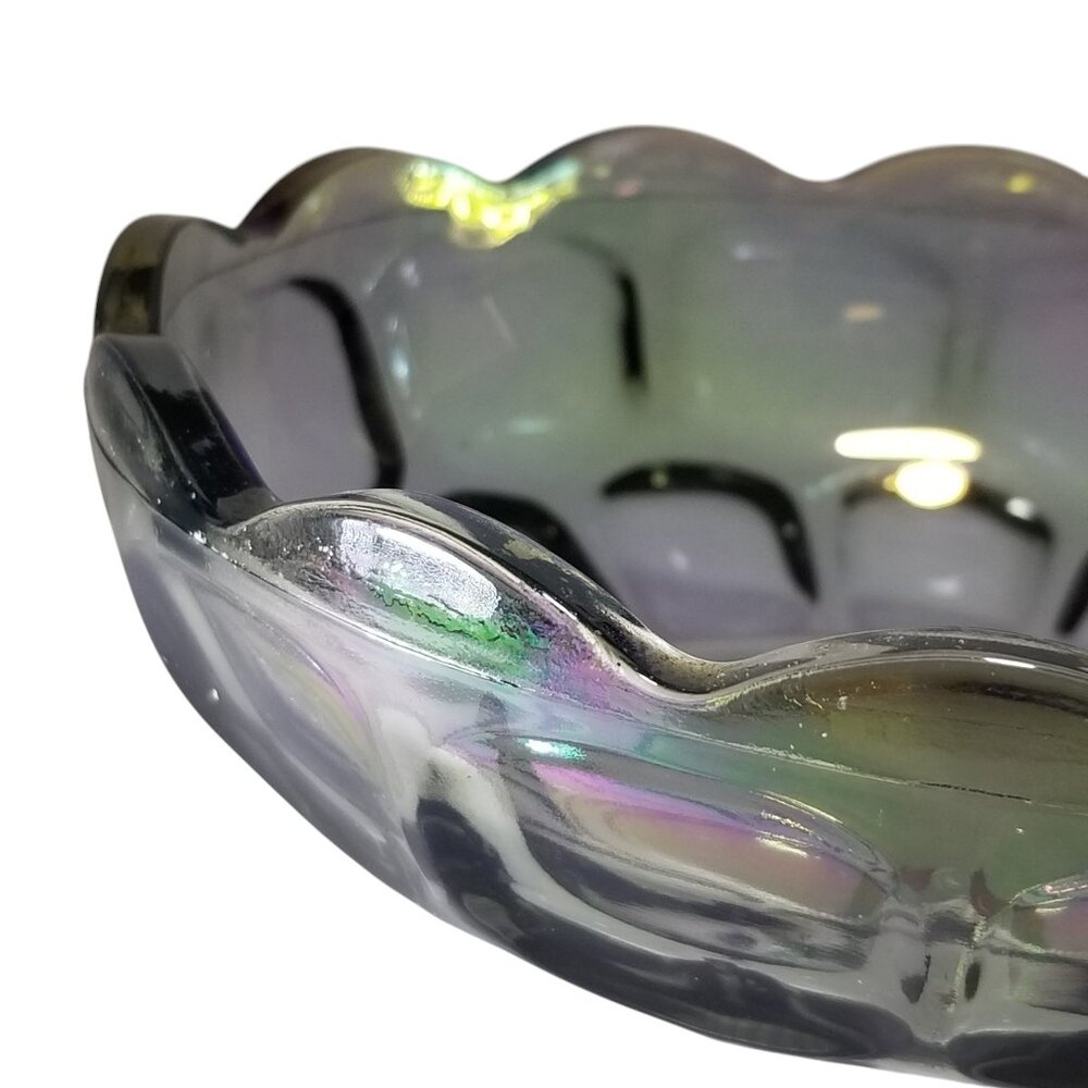 Carnival Glass Fruit Dessert Bowl Yorktown Green (Avocado) by Federal Glass - Picture 7 of 10